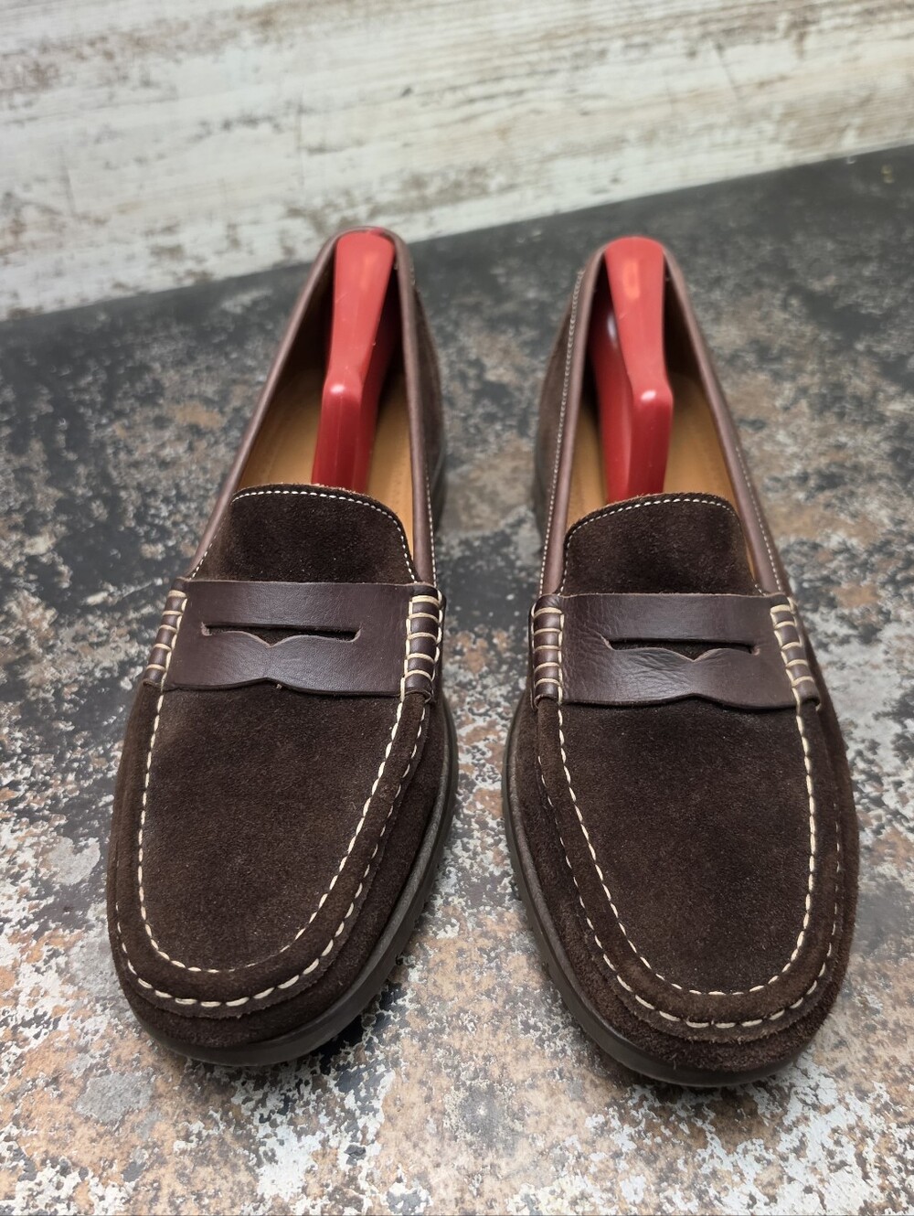 Martin Dingman Callahan Penny Loafers Shoes Sz 8.5 Brown Suede VGC 530001D